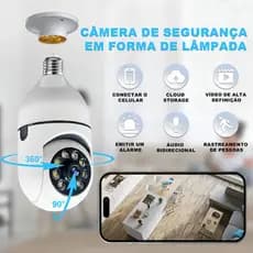 Câmera De Segurança Inteligente De 2 Mp Com Visão Noturna , Soquete E27 E WiFi 2.4G