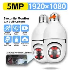 Conjunto de quatro 360 ° Câmera IP Wi-Fi Sem Fio Rotativa Com Montagem Em Lâmpada , zoom PTZ , Full HD , Visão Noturna E