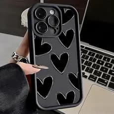 Preto Amor Coração Capinha Motorola Moto G10 G14 G22 G24 G34 G35 G54 G75 G15 G60 G45 E13 E14 EDGE 50 Pro Ultra Telefone