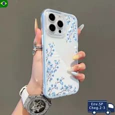 Ameixa Azul Ins Capinha Capa Para IPhone 13 11 12 14 15 16 17 Air Pro Max Normal Transparente Acrílico Caso