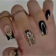 24 Peças De Unhas Postiças Realistas Decoradas Com Pontas Quadradas Curtas E Médias Diamantes De Cola