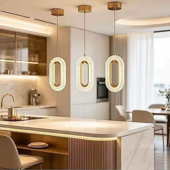 Lustre de cristal luxuoso com design oval ideal para quartos, salas de estar e corredores; 110–220 V