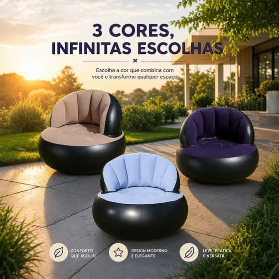 Sofá inflável prático e impermeável, ideal para acampamentos, praia e sala de estar