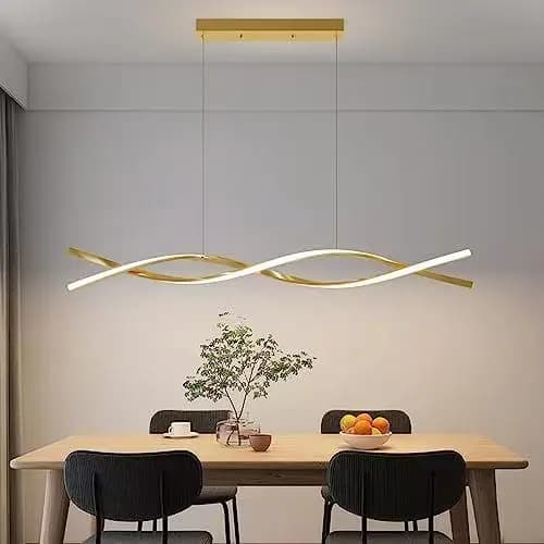 Lustre De Ouro LED Espiral Moderno Com Iluminação De Três Cores , Adequado Para Salas De Estar E Jantar , 110-220V