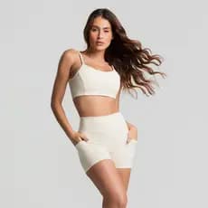 Conjunto Poli Top e Short  com Bolso Fitness para Academia Treino Zero Transparência