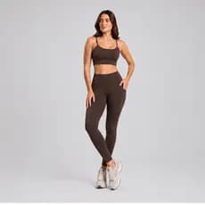 Conjunto Calça Legging Polly Cintura Alta com Bolso + Top  Fitness Feminino Suplex Premium Academia