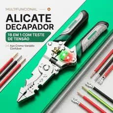 Alicate Decapador Testador Tensao Multifuncional 18 Em 1 Automático Eletricista Descacador Fios