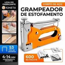 Grampeador Tapeceiro +600 Grampos Alta Resistência Ferramentas Profissional Kit 3 em 1 Aço inoxidável DIY
