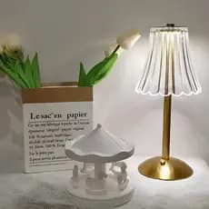 Luminária de Mesa Abajur LED Toque Sensor 3 Cores Sem Fio Seda Quarto 110/220v