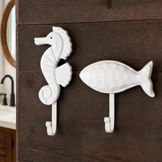 Porta Toalha Decoração Cabideiro Enfeite Casa Praia Kit 2pçs