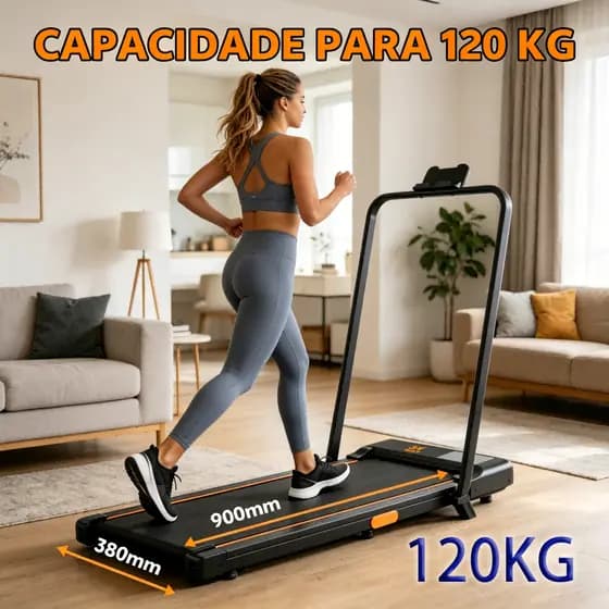 Esteira Ergométrica Elétrica 2.0HP Silenciosa Dobrável 6km/h, Capacidade 120kg Uso Residencial 110V/220V