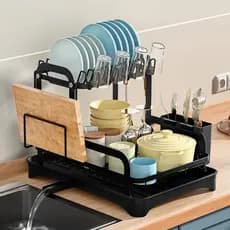 Escorredor de Louças Rack Aço Carbono Organizador Cor Preto