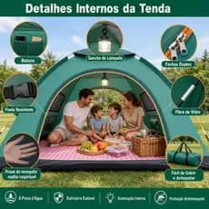 Barraca Camping Acampamento 3/4 Pessoas Automatica Barraca de Acampamento 200*200*130cm