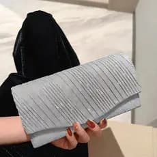Bolsa de Festa Luxuosa com Brilho para Casamento e Jantares Clutch Feminina com Alça