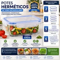 Kit Pote de Vidro Hemético Com Tampa Para Cozinha Kit Organizador Luxo ✨