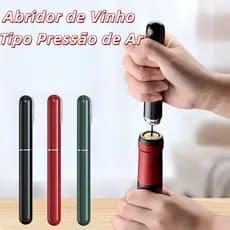 Abridor de Vinho e garrafa Pneumático inox, Preto, Bomba de Ar com Agulha