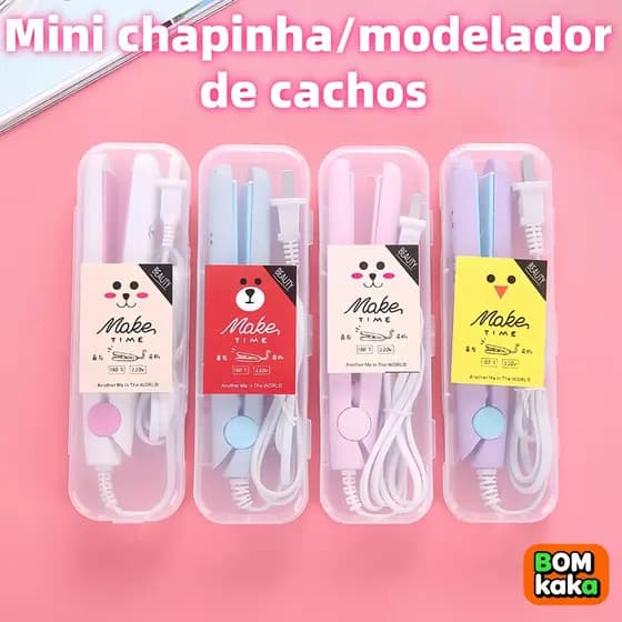 Mini Chapinha Prancha De Cabelo Portátil Com Case Transporte Bivolt Estojo