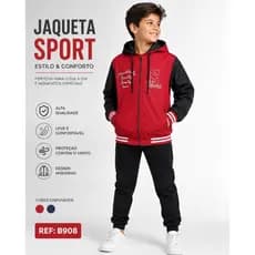 Jaqueta Infantil Dupla Face 2 Em 1 Com Capuz Forrada Corta Vento Menino Inverno B908