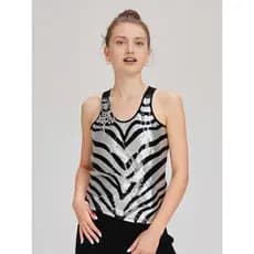 Blusa Regata Feminina com Paetês – Estampa Zebra Exclusiva