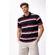 Camiseta Polo Masculina Listrada Macia Confortável 100% Poliéster 12 cores