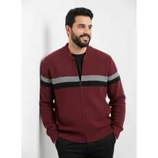 Casaco Masculino Tricô com Zíper Quentinho Frio 100% Poliéster Gola Alta Gola Redonda Inverno