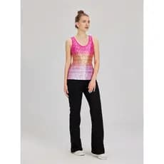 Blusa Regata Feminina com Paetês Degradê Brilhante Festa Carnaval Verão – Algodão e Poliéster