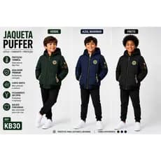 Jaqueta Infantil Masculina Peluciada com Capuz Impermeável Inverno Quentinha Térmica KB30