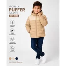 Jaqueta Puffer Infantil Masculina Premium com Capuz Térmica Inverno REF 0535