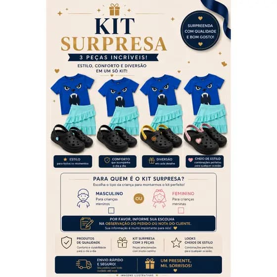 Chinelo Infantil Super Leve Confortável Antiderrapante Macio Unissex Kit Surpresa