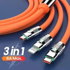 Cabo  3 em 1 Carregamento rápido de 240 W Cabo de dados 3 em 1 de 120 W para USB Tipo C para iPhone iOS e Android