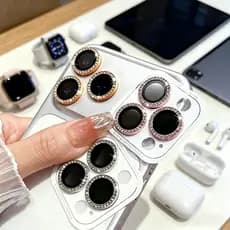 Rhinestone Glitter Camera Lens Protector 9H Scratch Resistant Tempered Glass Fits iPhone 17/16/15/14 11 Pro Max 15/16/17