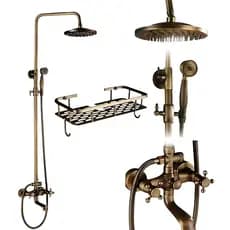 Chuveiro Retrô Bronze Antigo Misturador Água Quente/fria