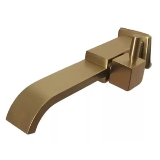 Torneira Lavabo De Parede Dourado Escovado Simples Moderna