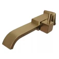 Torneira Lavabo De Parede Dourado Escovado Simples Moderna