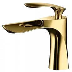 Torneira Lavabo Gold Brilhante Misturador Moderna Baixa Luxo