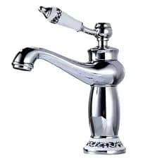 Torneira Lavabo Prata Com Porcelana Monocomando Retrô Luxo