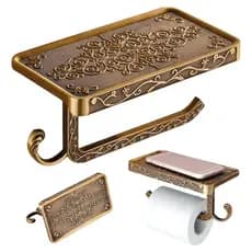 Porta Papel Higiênico Bronze Vintage Suporte Celular Velho