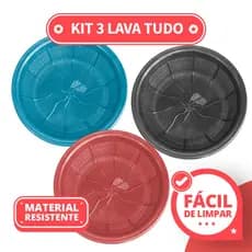 Kit com 3 Escorredores Lava Tudo de Plástico para Arroz, Massas, Frutas e Legumes