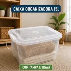 Caixa Organizadora Multiuso 15L Transparente com Tampa e Trava – Alta Durabilidade Resistente
