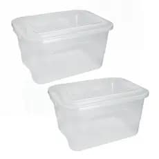 Kit 2 Caixa Organizadora 15L Transparente Tampa e Trava Plástica Resistente Container Multiuso