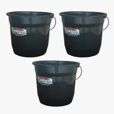 Conjunto 3 Baldes Plásticos 5L Preto - Alça Resistente para Limpeza e Lavanderia Casa e Uso Geral
