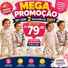 2 Macacão de Soft Estampado Bebê Super quente e Confortavel P/M/G/1/2/3