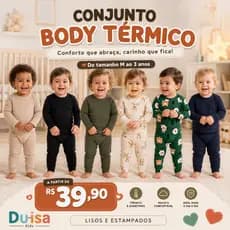 Conjunto Body e Calça Termico Bebê Peluciado Menino e Menina Unissex P/M/G/1/2/3Anos