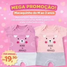 Macacão Curto Menina do M ao 3 anos em Suedine 100% Algodão Super Confortável