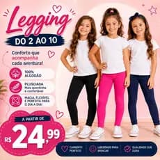 Legging Infantil Molecotton Flanelada(peluciada) 100% Algodão com Elastano 2 ao 10 Anos
