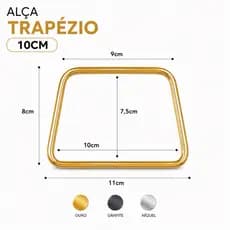 Alça para bolsa de metal trapézio 10cm 1 par