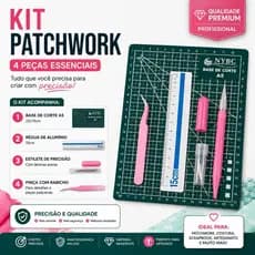 Kit de Corte Patchwork – Base A5, Régua, Estilete e Pinça