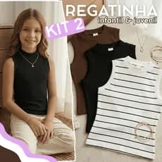 KIT 2 Blusinhas Regatas de Menina Juvenil Infantil Roupa Básica Dia a Dia Blogueirinha