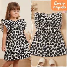 Vestido de Menina Manga Princesa Luxo Coração Babado Rodado Festa Igreja Batizado