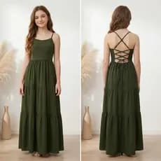Vestido Juvenil Longo Menina Infantil Festas Eventos Liso Três Marias Casual